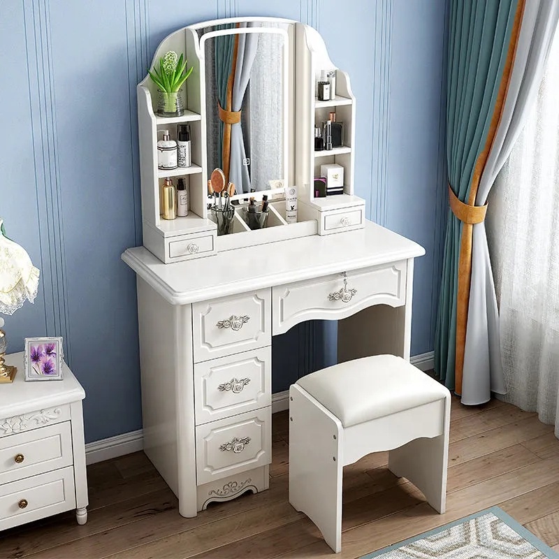 Desk Vanity Setup - Ensemble de coiffeuses modernes en bois