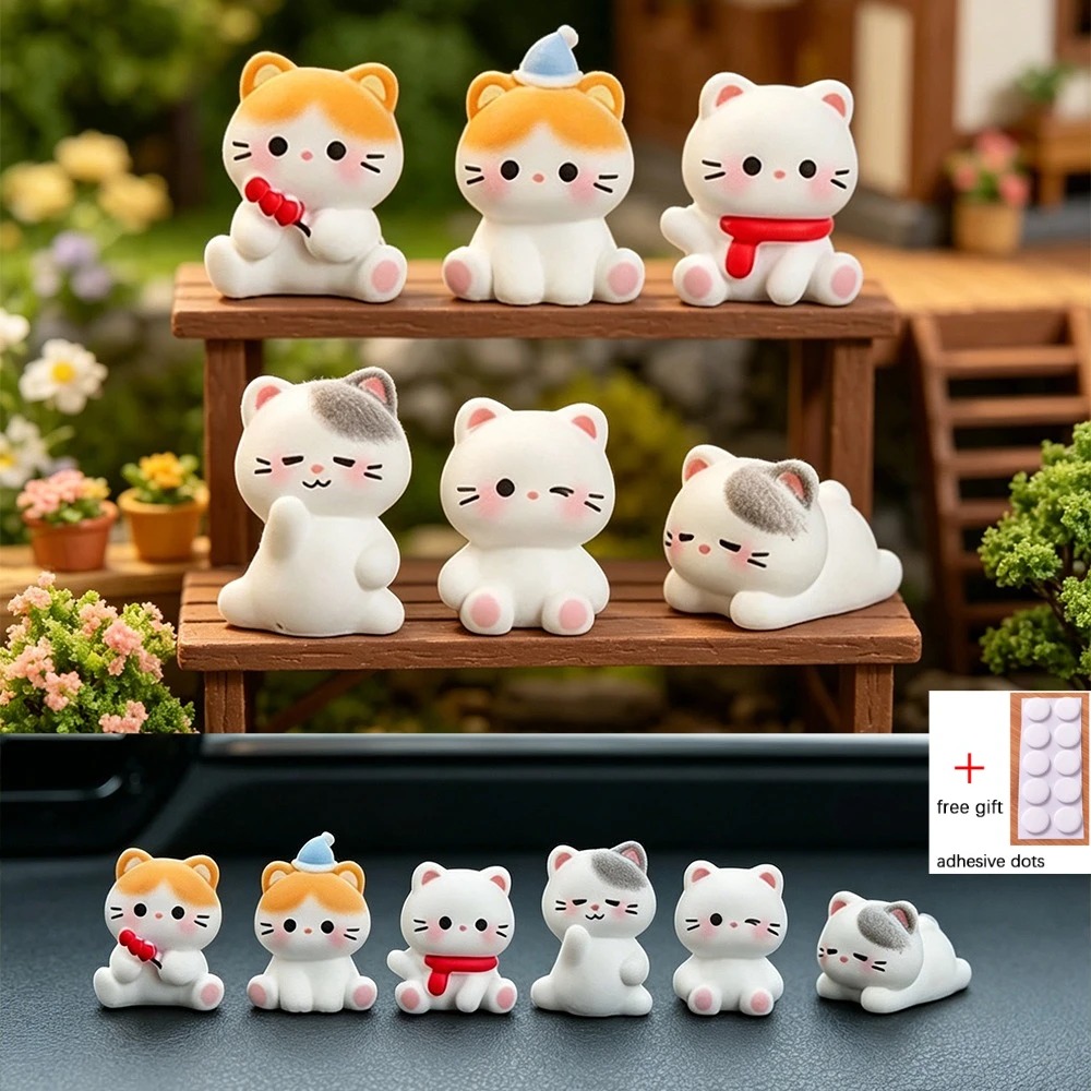 Desk Setup Nature - 6 figurines de chats mignons en
