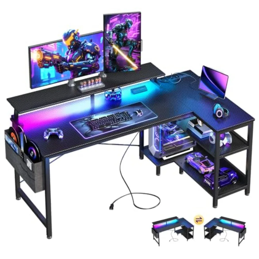 L Shaped Desk Setup - Bureau de jeu en forme de