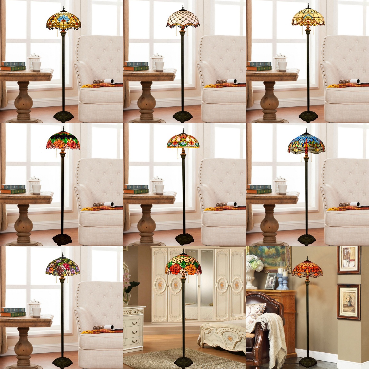 Desk Setup Vintage - Lampes de sol Tiffany, style méditerranéen
