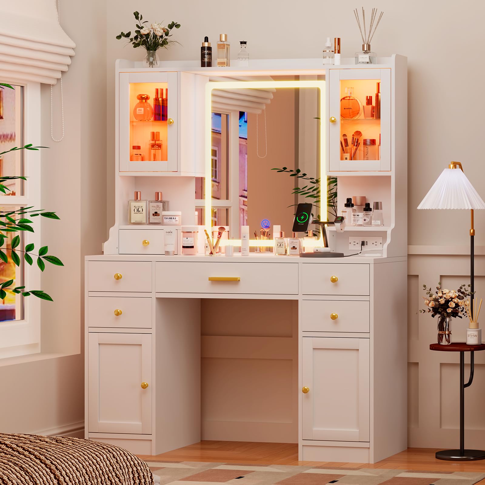 Desk Vanity Setup - # Grande coiffeuse blanche pour filles