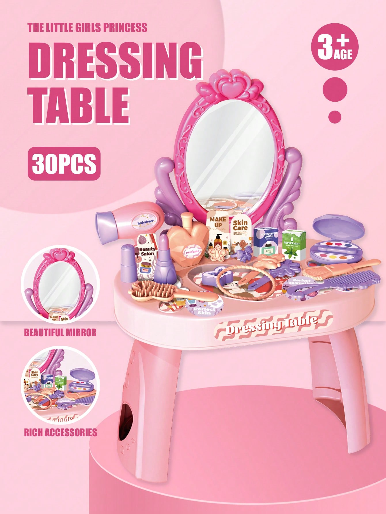 Desk Setup Kids - Ensemble de coiffeuse princesse pour enfants
