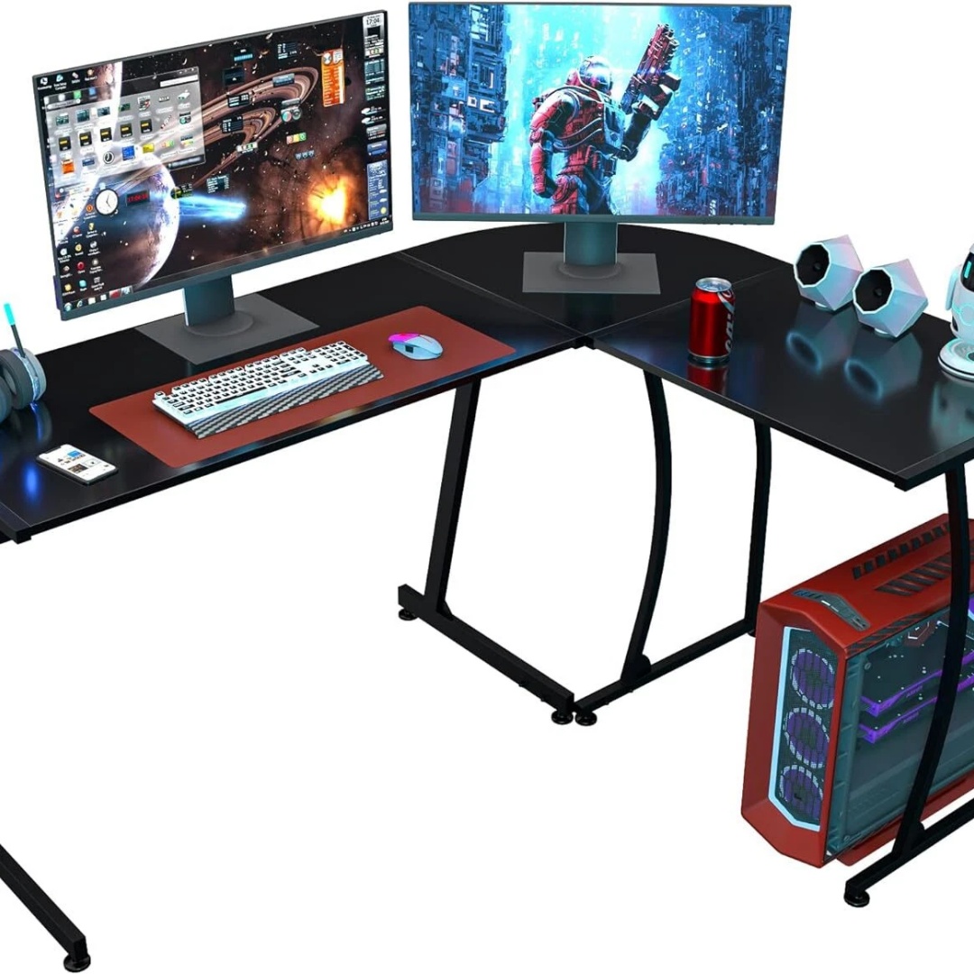 L Shaped Desk Setup - Bureau d'angle en L de 58