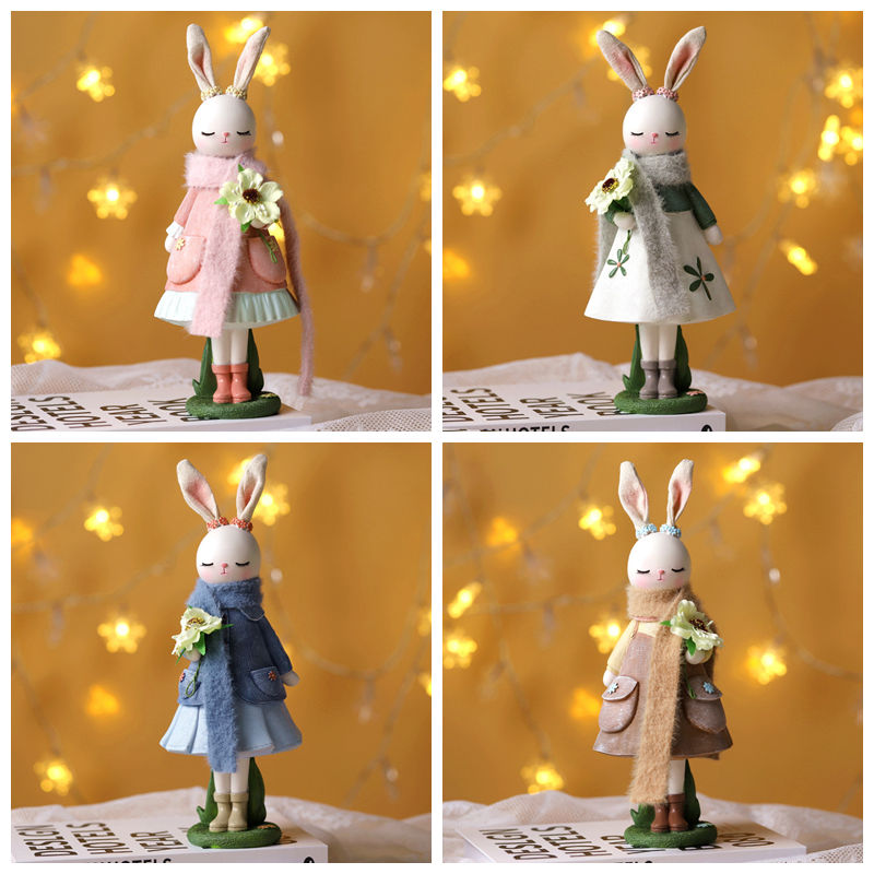 Desk Setup Kids - Ornements en résine lapin floral de