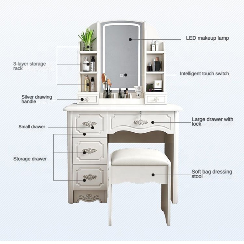 Ensemble de coiffeuses moderne - Desk Vanity Setup avis et prix