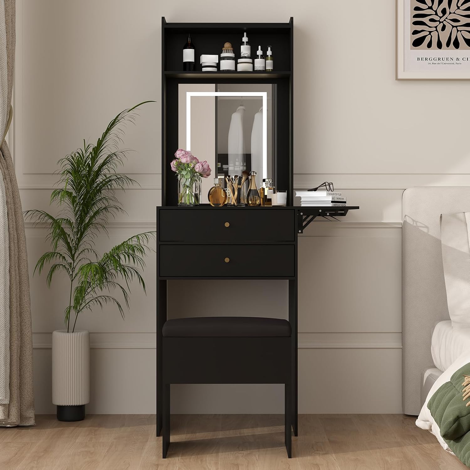 Mini coiffeuse noire pour cham - Desk Vanity Setup avis et prix
