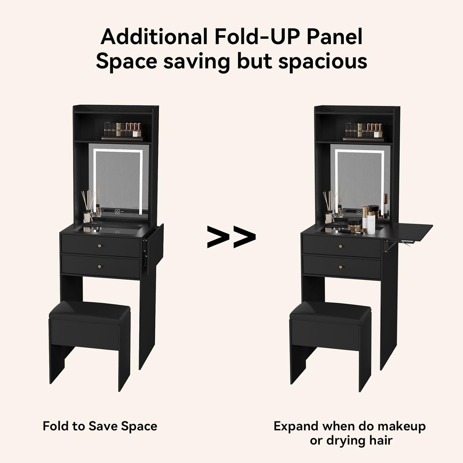 Mini coiffeuse noire pour cham - Desk Vanity Setup avis et prix