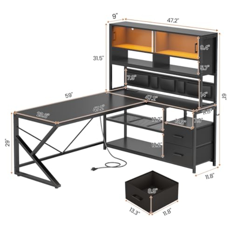 Bureau de jeu en forme de L av - L Shaped Desk Setup avis et prix