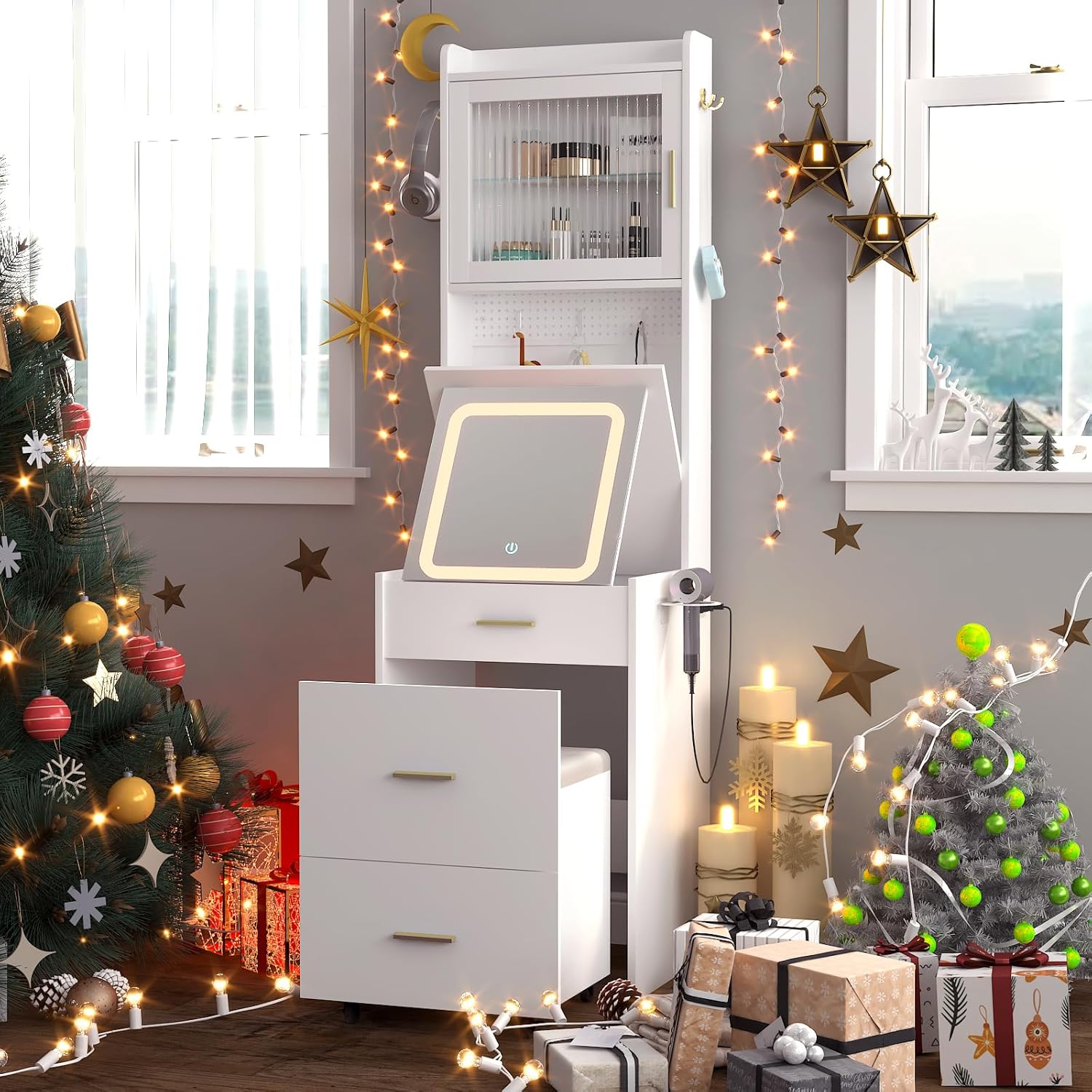Bureau de vanité 3 en 1 avec m - Desk Vanity Setup avis et prix