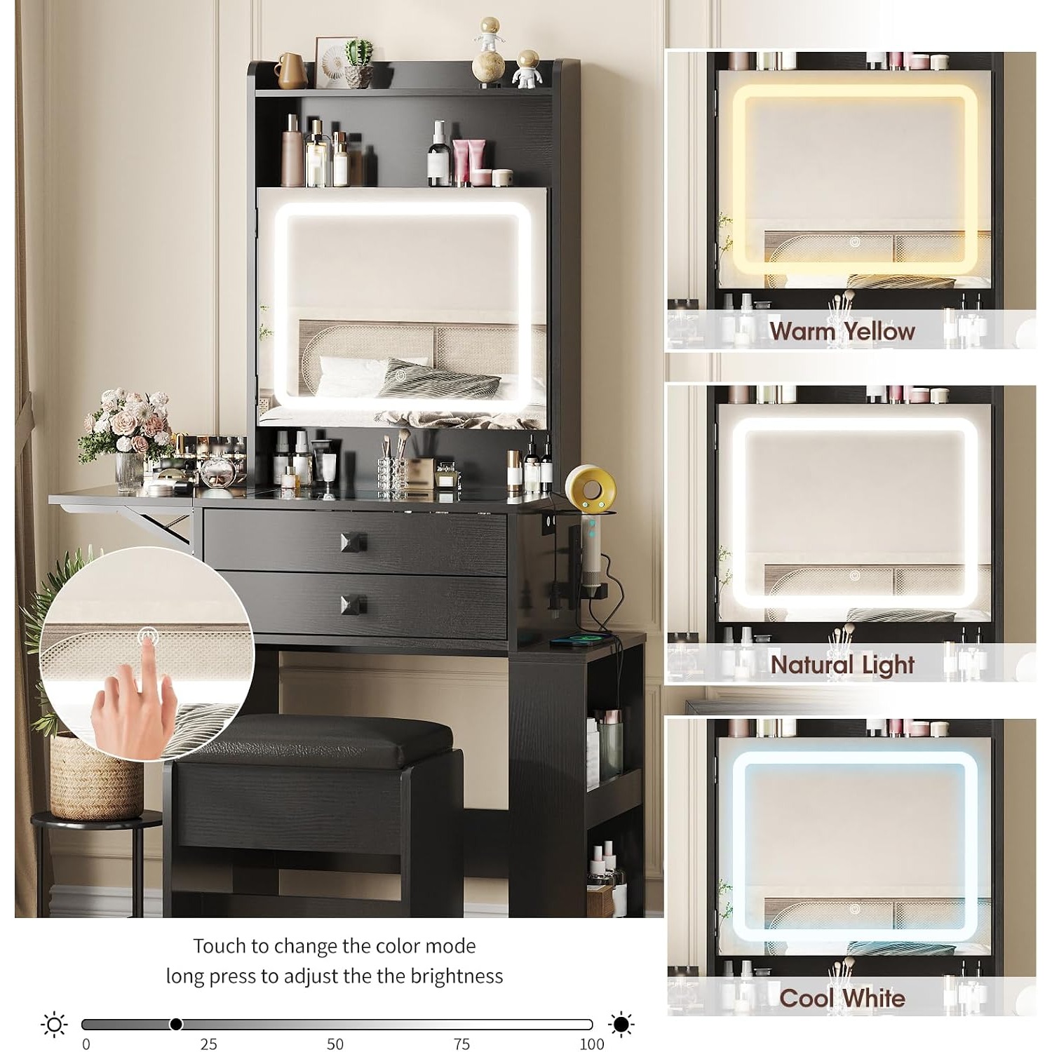 Petit bureau de maquillage ave - Desk Vanity Setup avis et prix
