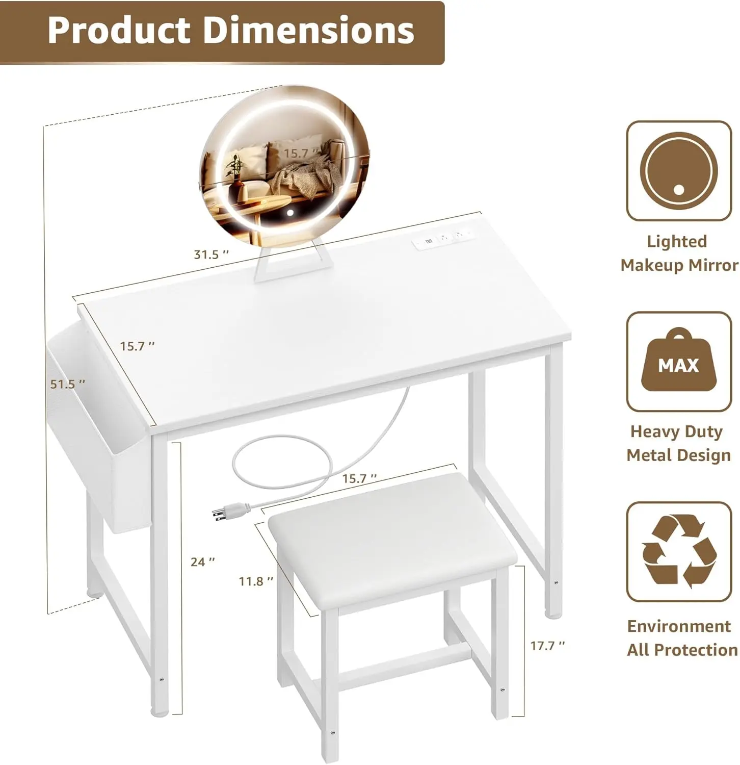 Ensemble de coiffeuses moderne - Desk Vanity Setup avis et prix
