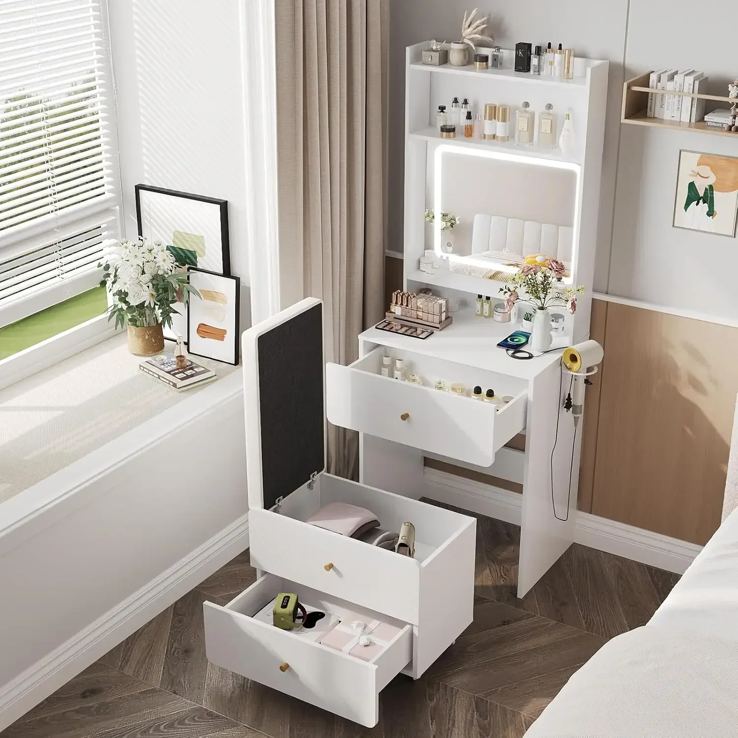 Vabches Coiffeuse de Maquillag - Desk Vanity Setup avis et prix