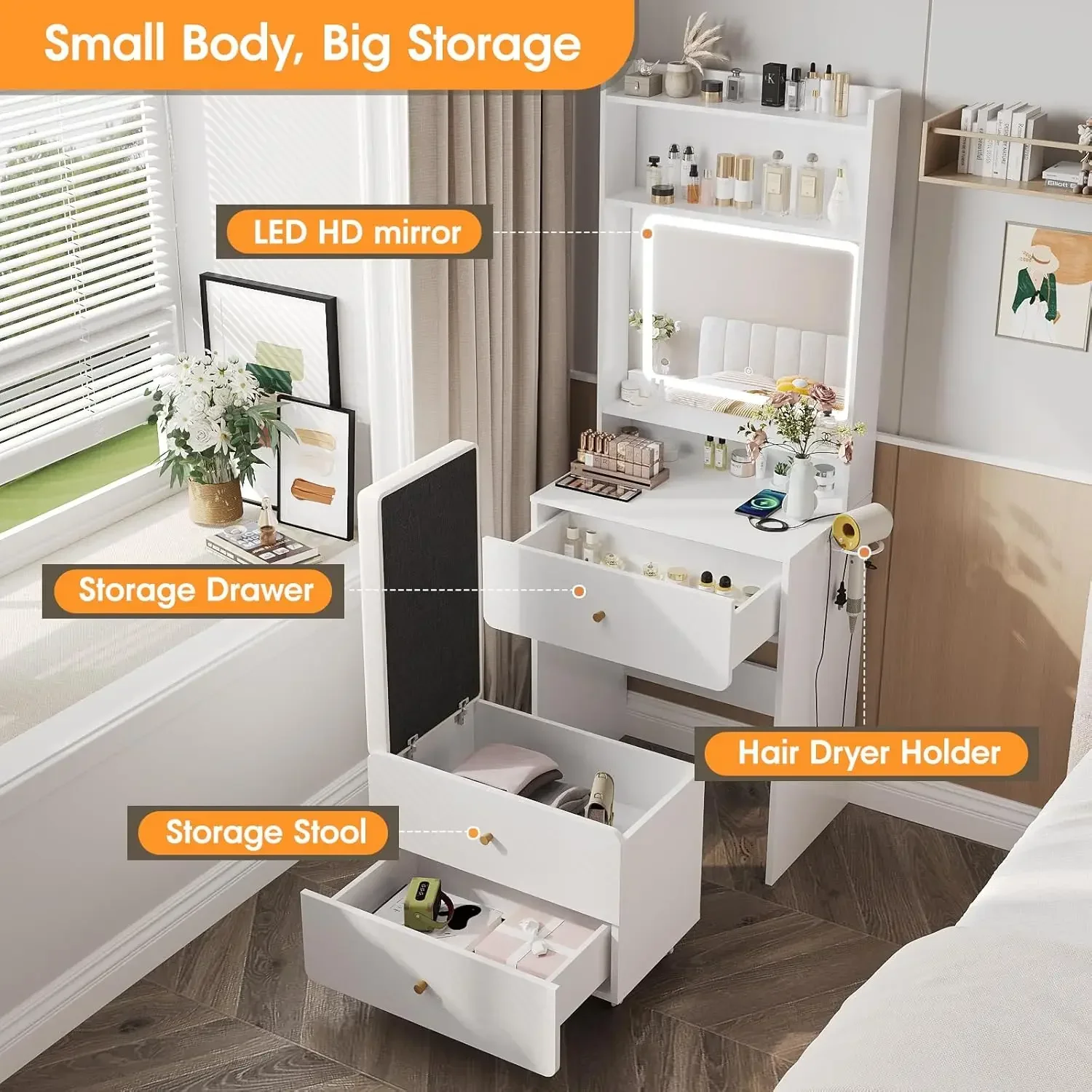 Vabches Coiffeuse de Maquillag - Desk Vanity Setup avis et prix