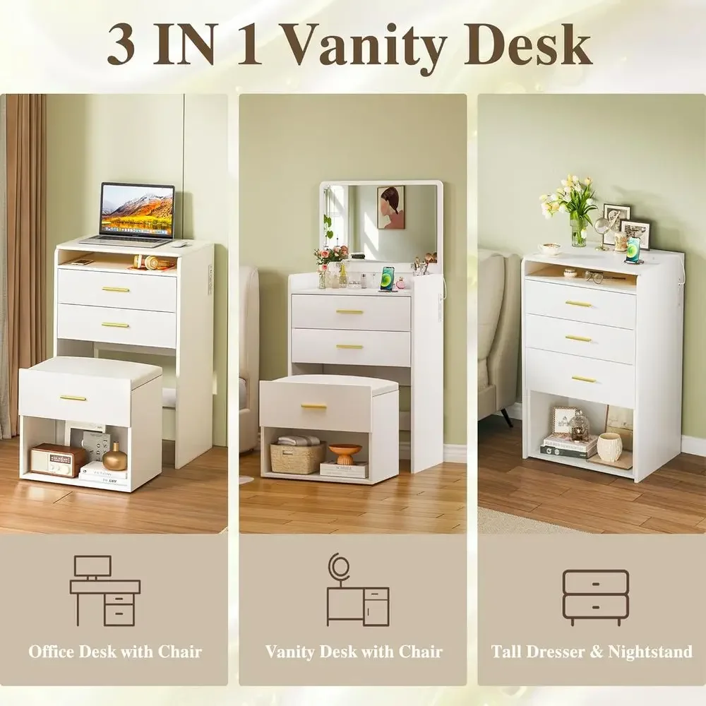 Coiffeuse 3-en-1 avec miroir r - Desk Vanity Setup avis et prix