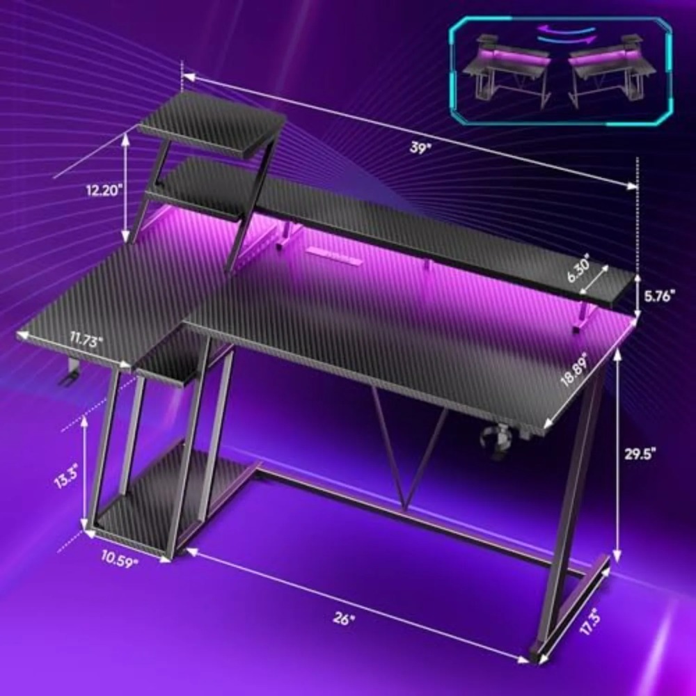 Bureau de jeu de 40 pouces ave - L Shaped Desk Setup avis et prix